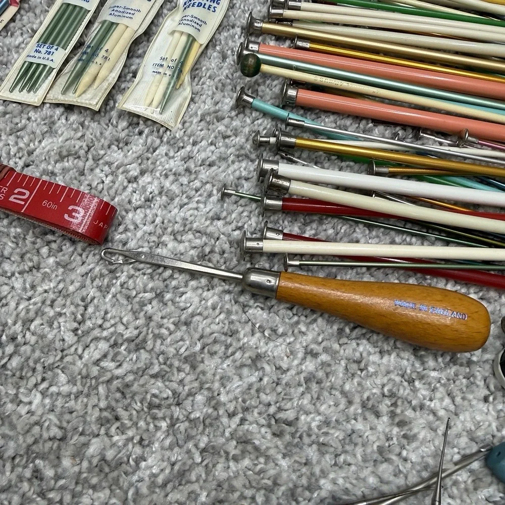 HUGE LOT crochet knitting needles hooks metal wood plastic (READ)
